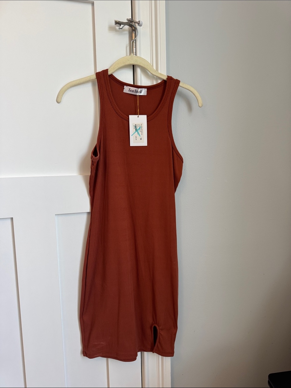 Rust Ribbed Tank Dress